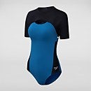 Kurzärmeliger Badeanzug Schwarz/Blau für Damen