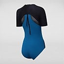 Kurzärmeliger Badeanzug Schwarz/Blau für Damen
