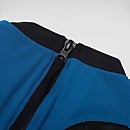 Langärmeliger Badeanzug für Damen mit niedrigem Beinausschnitt Schwarz/Blau