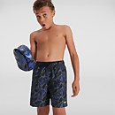 Bañador de 38 cm con estampado para niño, azul/negro