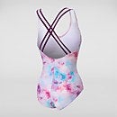Women's Double Strap Printed Swimsuit Pink/Blue