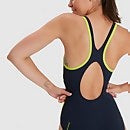 Damen Boom Logo Splice Muscleback Badeanzug Marineblau/Grün