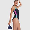 Women's Dive Thinstrap Muscleback Swimsuit Navy/Pink