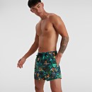 Men's Digital Printed Leisure 14" Swim Short Black/Green