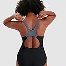 Bañador Muscleback con estampado de contraste lateral para mujer, Negro/Gris