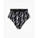Slash Print High Waisted Bikini Bottoms - Black