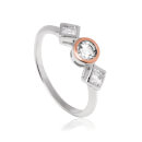 Welsh Royalty Anniversary White Topaz Ring - Sterling Silver/Gold