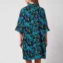 Ganni Women's Printed Light Crepe Dress - Meadow Azure Blue - EU 34/UK 6