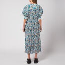 Ganni Women's Pleated Georgette Dress - Floral Azure Blue - EU 36/UK 8