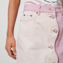 Ganni Women's Overdyed Cutline Denim Skirt - Light Lilac - EU 36/UK 8