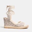 Coach Women's Page Jacquard Wedged Sandals - Stone/Chalk