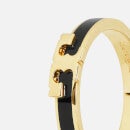 Tory Burch Women's Serif-T Enamel Stackable Ring - Tory Gold/Black - 5