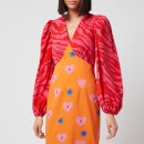Never Fully Dressed Women's Lucy Print Clash Midi Dress - Orange - UK 6