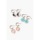 Heart Charm Drop Earring Set
