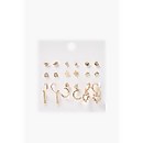 Heart Charm Drop & Stud Earring Set