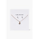 CZ Letter Necklace & Stud Earrings Set