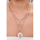 Coin Pendant Layered Chain Necklace