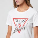 Guess Women's Short Sleeve Crewneck Icon T-Shirt - Pure White