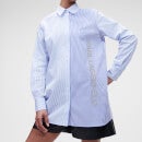 KARL LAGERFELD Women's Stripe Poplin Shirt - Blue - XS