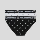 KARL LAGERFELD Women's Ikonik Logo Briefs (2-Pack) - White/Black - XS