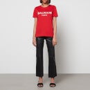 Balmain Women's Short Sleeve 3 Button Printed Balmain T-Shirt - Rouge/Blanc - XS