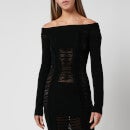 Balmain Women's See Through Bustier Knit Midi Dress - Noir