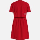 Calvin Klein Girls Silver Logo T-Shirt Dress - Fierce Red - 10 Years