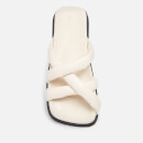 ALOHAS Women's Slip On Cross Leather Sandals - Ivory - UK 3.5