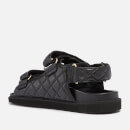 ALOHAS Women's Hook-Loop Leather Double Strap Sandals - Black - UK 3.5