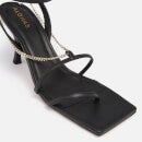 ALOHAS Women's Straps Chain Heeled Sandals - Black - UK 3.5