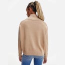Tommy Hilfiger Women's Zip-Up High Sweater - Beige