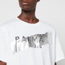 Balmain Men's Silver Tape T-Shirt - White/Black/Silver