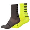 Coolmax® Stripe Socks (Twin Pack) - Hi-Viz Yellow - S-M