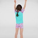 Kleinkind Mädchen Sun Protection Top und Shorts in Grün/Pink