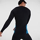 Men's Printed Long Sleeved Sun Protection Top Black/Blue