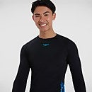 Men's Printed Long Sleeved Sun Protection Top Black/Blue