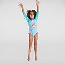Girls' Placement Long Sleeved Frill Swimsuit Green/Pink