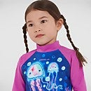 Camiseta de protección solar de manga larga para niña, azul/rosa