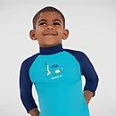 Camiseta de manga larga con impresión y protección solar para niño, azul