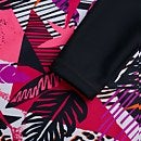 Girls' Long Sleeved Printed Rash Top Black/Pink