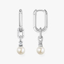 THOMAS SABO Women's Pearl Hoop Earrings - Silver