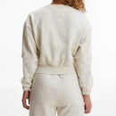 Calvin Klein Jeans Women's Two Tone Monogram Crop Crew Neck Sweatshirt - Eggshell - M
