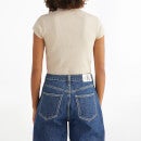 Calvin Klein Jeans Women's Ck Rib Cropped Slim T-Shirt - Eggshell