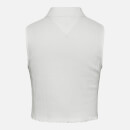 Tommy Jeans Women's Tjw Crop Sleeveless Rib Polo Shirt - Ecru - XS