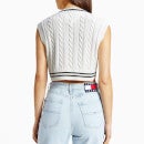Tommy Jeans Women's Tjw Super Crop Cable Vest - Ecru - XS