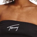 Tommy Jeans Women's Tjw Crop Signature Tube Top - Black - XS