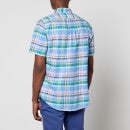 Polo Ralph Lauren Men's Oxford Short Sleeve Shirt - Light Blue/Pink Multi - S
