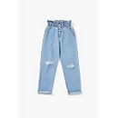 Girls Distressed Paperbag Jeans (Kids)