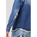 Distressed Button-Front Jacket - M