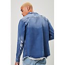 Distressed Button-Front Jacket - M
